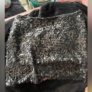 Black Sequin Mini Skirt